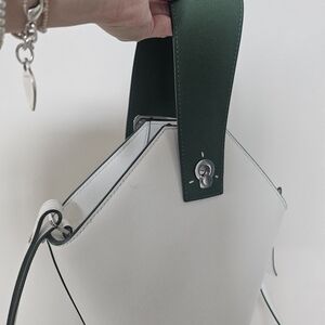 Chic White and Green Crossbody Bag